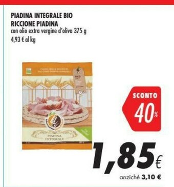 Coop Riccione piadina Piadine Fresche Con Olio Extravergine D'Oliva 375 G(ml) offerta