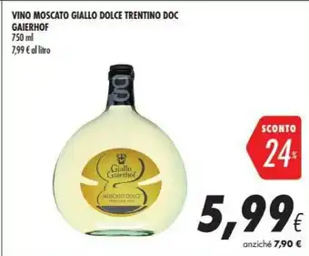 Coop Gaierhof Vino Moscato Giallo Dolce Trentino Doc offerta