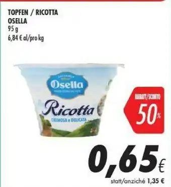 Coop Fattorie Osella Fattoria Osella - Ricotta Cremosa E Delicata 95 G(ml) offerta