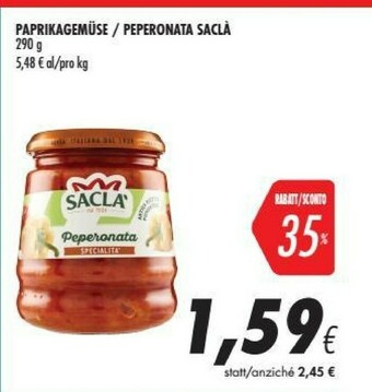 Coop Saclà Peperonata 290 G(ml) offerta