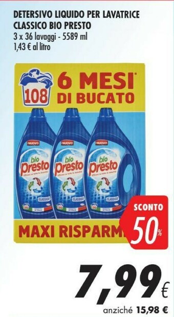 Coop Bio Presto Detersivo Liquido Per Lavatrice offerta
