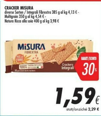 Coop Misura Fibrextra Crackers Integrali 385 G(ml) offerta