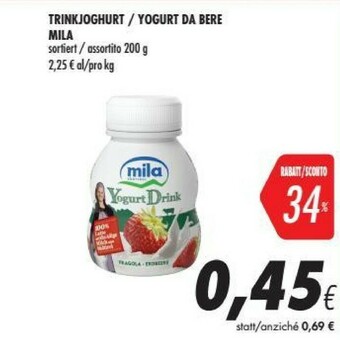 Coop Mila Yogurt Da Bere Pesca 200 G(ml) offerta