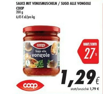 Coop Coop - Sugo Alle Vongole 200 G(ml) offerta