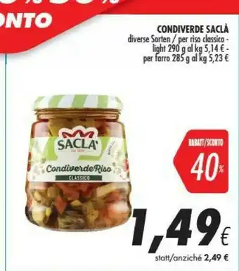 Coop Saclà Condiverde Farro Mediterraneo 285 G(ml) offerta