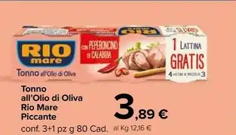 Carrefour Market Rio Mare Tonno All'olio Di Olivia Piccante offerta