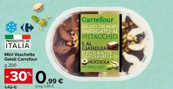 Carrefour Market Carrefour - Gelato Cremoso Variegato Al Pistacchio E Al Gianduia Decorato Con Granella Di Nocciola E Pistacchio 200 G(ml) offerta