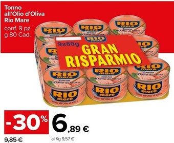Carrefour Market Rio Mare Tonno All'Olio Di Oliva offerta