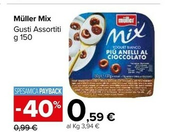 Carrefour Market Muller Mix Yogurt Al Cocco Più Cioccolato 150 G(ml) offerta
