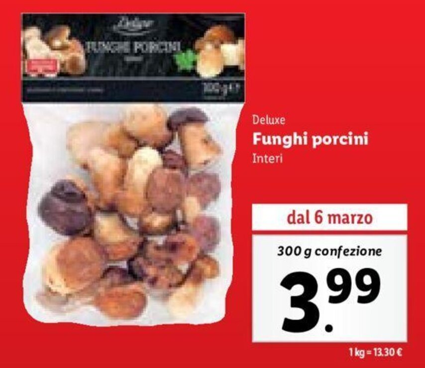 Deluxe Funghi porcini Interi 300 g offerta di Lidl