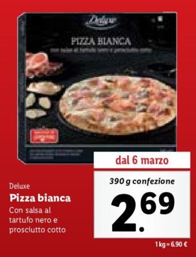 Deluxe Pizza bianca Con salsa al tartufo nero e prosciutto cotto 390 g
