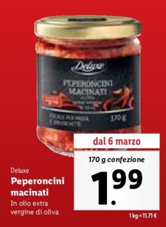 Lidl Deluxe Peperoncini macinati In olio extra vergine di oliva 170 g offerta