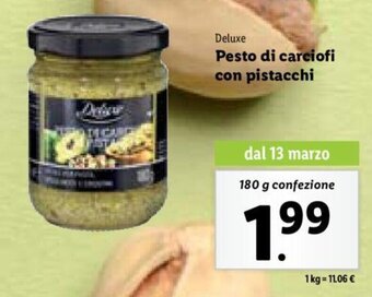 Lidl Deluxe Pesto di carciofi con pistacchi 180 g offerta