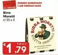 Despar Birra Moretti - Birra Moretti 330 G(ml) offerta