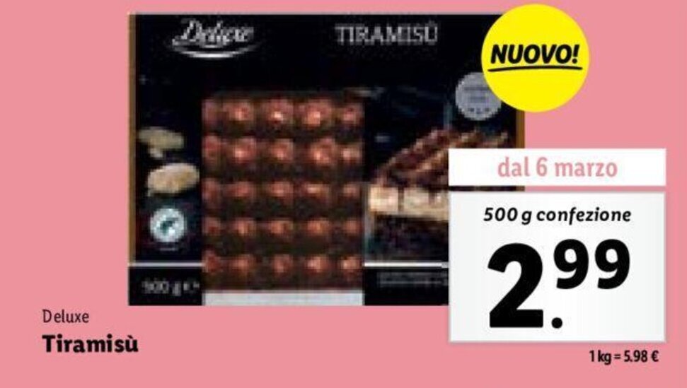 Deluxe Tiramisù 500 g offerta di Lidl