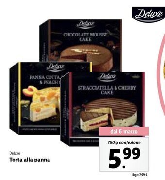 Lidl Deluxe Torta alla panna 750 g offerta