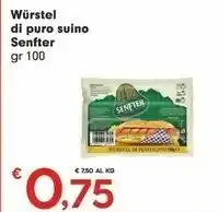 Despar Senfter Wurstel Di Puro Suino 100 Gr offerta