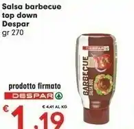 Despar Despar Salsa Barbecue Top Down 270 Gr offerta
