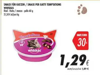 Coop Whiskas Snack Per Gatti Temptations offerta