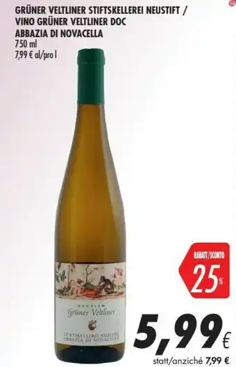 Coop Vino Gruner Veltliner Doc Abbazia Di Novacella offerta