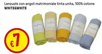 Iper La Grande White&white Lenzuolo Con Angoli Matrimoniale Tinta Unita, 100% Cotone offerta