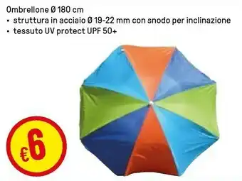 Iper La Grande Ombrellone O 180 Cm Struttura In Acciaio O 19-22 Mm Con Snodo Per Inclinazione Tessuto Uv Protect Upf 50+ offerta
