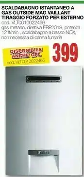 Mondo Brico Scaldabagno Istantaneo A Gas Outside Mag Vaillant Tiraggio Forzato Per Esterno offerta