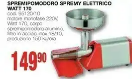 Mondo Brico Spremipomodoro Spremy Elettrico Watt 170 offerta