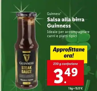 Lidl Guinness Salsa alla birra Guinness Ideale per accompagna re carni e piatti tipici 230 g confezione offerta