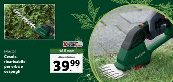 Lidl Parkside Cesoia ricaricabile per erba e cespugli offerta