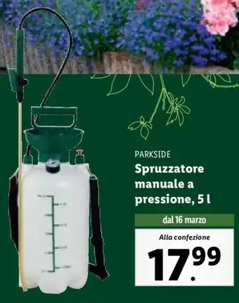 Lidl Parkside Spruzzatore manuale a pressione 5 l offerta