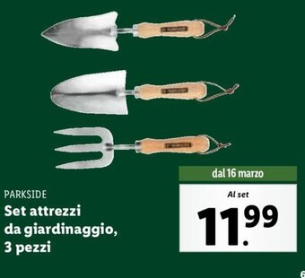 Lidl Parkside Set attrezzi da giardinaggio 3 pezzi offerta