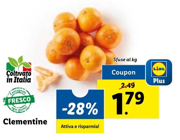 Clementine Sfuse al kg offerta di Lidl