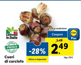 Lidl Cuori di carciofo 350 g confezione offerta
