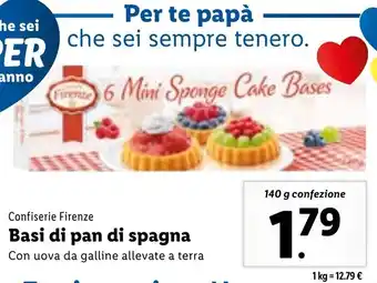 Lidl Confiserie Firenze Basi di pan di spagna 140 g confezione offerta