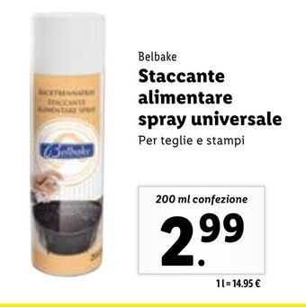 Lidl Belbake Staccante alimentare spray universale 200 ml confezione offerta