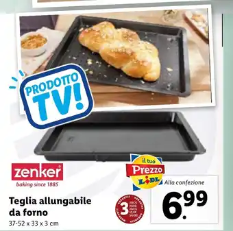 Lidl zenker Teglia allungabile da forno 37-52 x 33 x 3 cm offerta