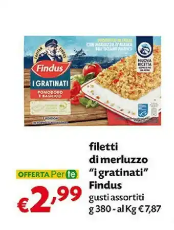 Pam Findus A Regola D'Arte Filetti Di Merluzzo D'Alaska Gratinati Con Pomodoro E Basilico 380 G(ml) offerta