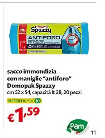 Pam Domopak Sacco Immondizia Con Maniglie Antiforo 20pz offerta