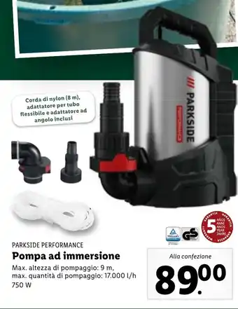 Lidl Parkside Performance Pompa ad immersione 750 W offerta