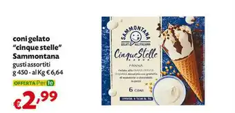 Pam Sammontana Cinque Stelle Panna 6 Coni 450 G(ml) offerta