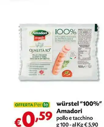 Pam Amadori Wurstel Di Pollo E Tacchino 100 G offerta
