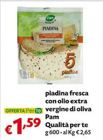 Pam Pam & Panorama - Piadina Con Olio Extravergine Di Oliva 600 G(ml) offerta