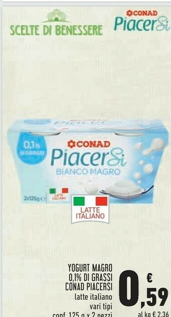 Conad Conad - Yogurt Magro Pesca Piacersi 250 G(ml) offerta