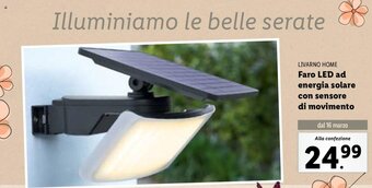 Lidl Livarno Home Faro LED ad energia solare con sensore di movimento offerta