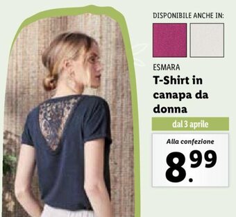 Lidl Esmara T-Shirt in canapa da donna offerta