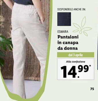 Lidl Esmara Pantaloni in canapa da donna offerta