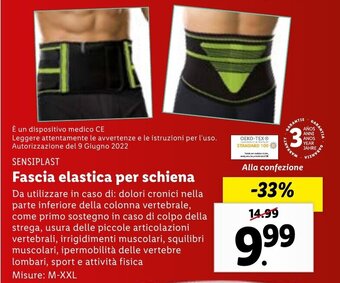 Lidl Sensiplast Fascia elastica per schiena offerta