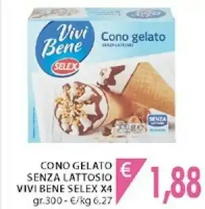 Mercatò Selex 4 Coni Di Gelato Alla Panna Vivi Bene 300 G(ml) offerta