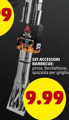 PENNY Set Accessori Barbecue Pinza, Forchettone, Spazzola Per Griglia offerta